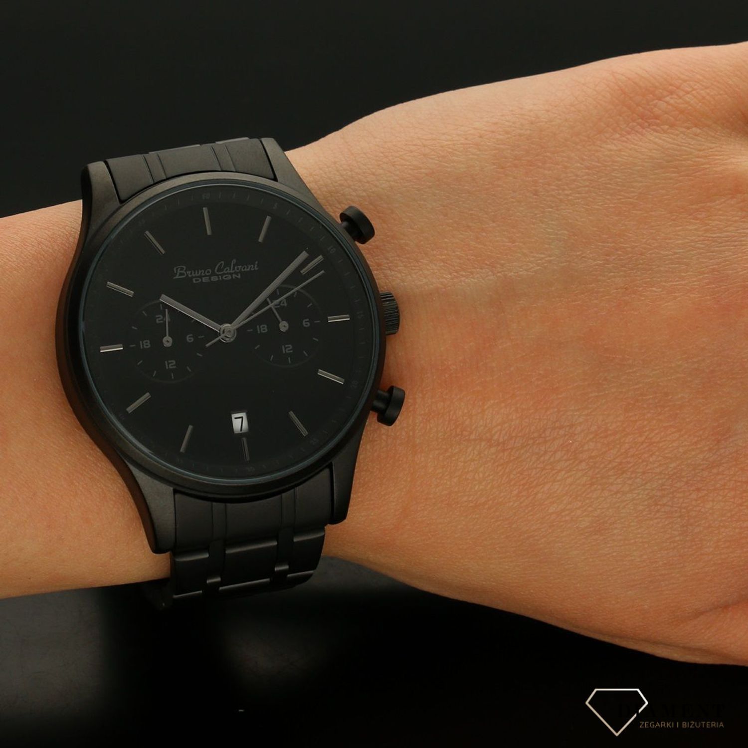 Zegarek męski na bransolecie Bruno Calvani 'Czarny mrok' (1).jpg